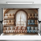 Aperturee - Aperturee Arch Window Shelf Colorful Bear Cake Smash Backdrop